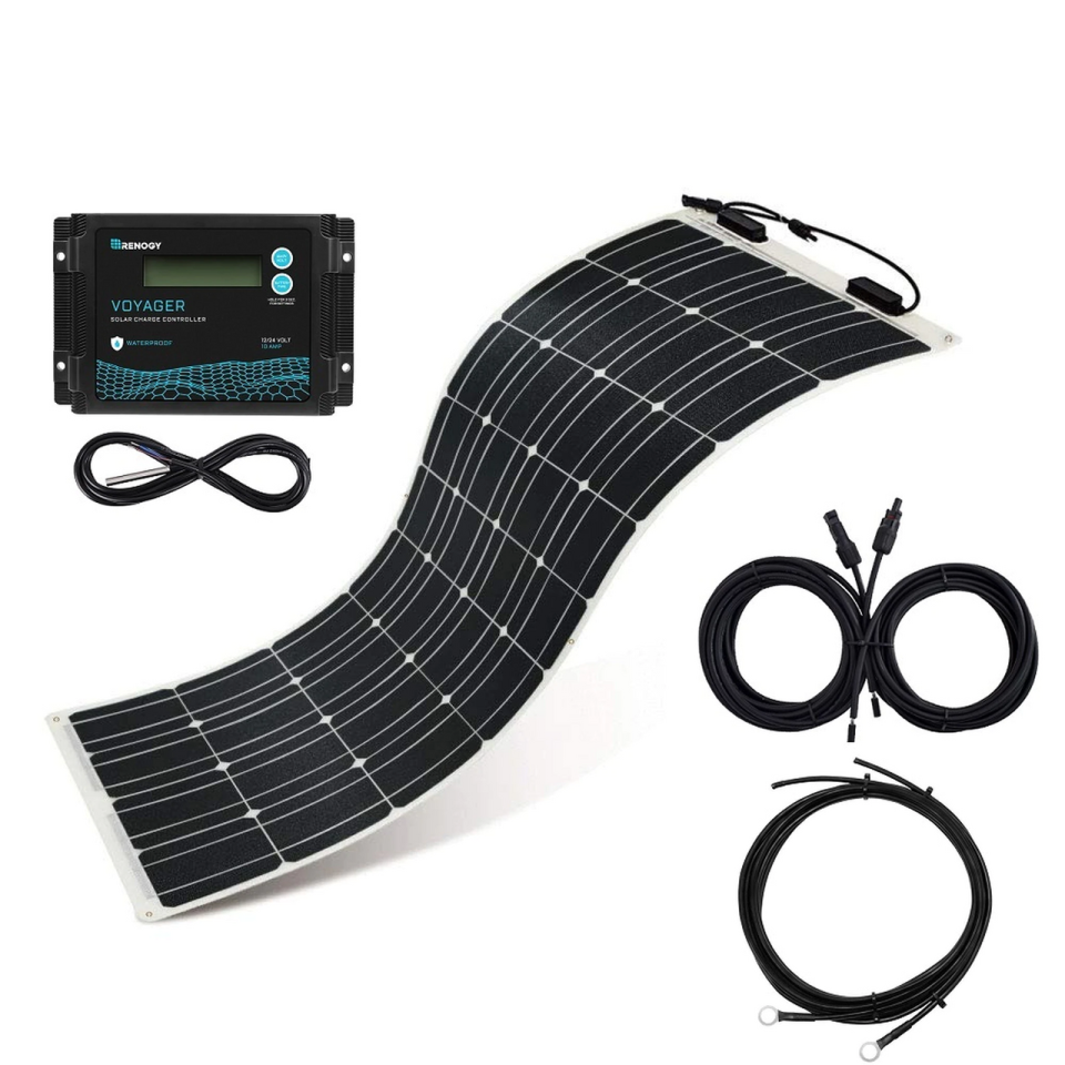 100 Watt 12 Volt Flexible Solar Marine Kit w/ 10A Voyager Waterproof Charge Controller